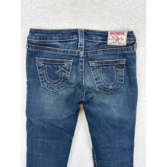 True Religion Kate Low Rise Cropped Jeans Women’s Blue W26 Made in USA Y2K Denim - Picture 11 of 12